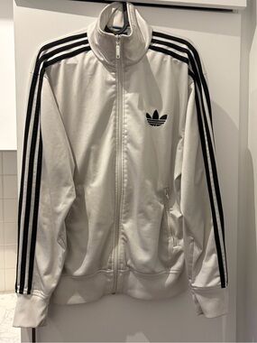 adidas White Track Jacket with Black Stripes